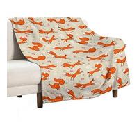 Homeoanimal Fox Print Throw Blanket 130x150cm, Lightweight Flannel Blanket, Cozy Microfiber Blankets for Couch Sofa Bedroom Decorative