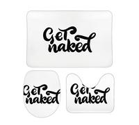 Homeoanimal Get Naked Bath Mat Set, Bathroom Rugs Sets 3 Pieces, Toilet Mats, Soft Comfortable, Non-Slip, Easier to Dry for Floor Mats 40 x 60 cm