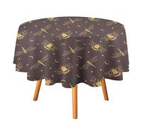 Homeoanimal Gold Mystical Bees Polyester Round Tablecloth, Fashionable And Versatile, Suitable for Indoor And Outdoor Use 91x91 cm