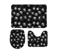 Homeoanimal Goth Skull Bath Mat Set, Bathroom Rugs Sets 3 Pieces, Toilet Mats, Soft Comfortable, Non-Slip, Easier to Dry for Floor Mats 40 x 60 cm