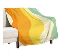 Homeoanimal Groovy Retro 70s Style Cute Abstract Print Throw Blanket 130x150cm, Lightweight Flannel Blanket, Cozy Microfiber Blankets for Couch Sofa Bedroom Decorative