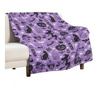 Homeoanimal Halloween Pumpkin Cat Witch Hat Potion Black Spooky Print Throw Blanket 100 x 130 cm, Lightweight Flannel Blanket, Cozy Microfiber Blankets for Couch Sofa Bedroom Decorative