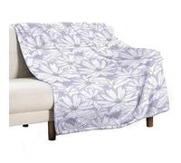 Homeoanimal Lilac Floral Print Throw Blanket 130x150cm, Lightweight Flannel Blanket, Cozy Microfiber Blankets for Couch Sofa Bedroom Decorative