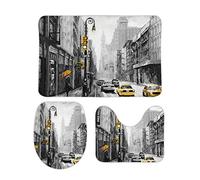 Homeoanimal New York Street Bath Mat Set, Bathroom Rugs Sets 3 Pieces, Toilet Mats, Soft Comfortable, Non-Slip, Easier to Dry for Floor Mats 40 x 60 cm