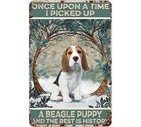 Homeoanimal Once Upon A Time I Picked Up A Beagle Puppy Vintage Metal Tin Signs for Street Garage Family Cafe Bar Farm Wall Bathroom Decoration Crafts Metal Tin Sign 8x12 inch
