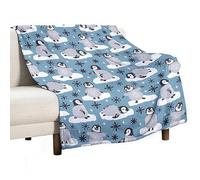 Homeoanimal Penguin Print Throw Blanket 130 x 150 cm, Lightweight Flannel Blanket, Cozy Microfiber Blankets for Couch Sofa Bedroom Decorative