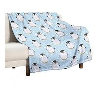 Homeoanimal Penguin Print Throw Blanket 130 x 150 cm, Lightweight Flannel Blanket, Cozy Microfiber Blankets for Couch Sofa Bedroom Decorative