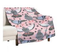 Homeoanimal Pigeon Print Throw Blanket 100 x 130 cm, Lightweight Flannel Blanket, Cozy Microfiber Blankets for Couch Sofa Bedroom Decorative