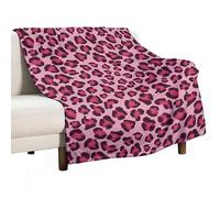 Homeoanimal Pink Leopard Print Throw Blanket 130x150cm, Lightweight Flannel Blanket, Cozy Microfiber Blankets for Couch Sofa Bedroom Decorative
