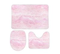 Homeoanimal Pink Marble Bath Mat Set, Bathroom Rugs Sets 3 Pieces, Toilet Mats, Soft Comfortable, Non-Slip, Easier to Dry for Floor Mats 40 x 60 cm