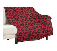 Homeoanimal Red Leopard Animal Print Print Throw Blanket 80x100cm, Lightweight Flannel Blanket, Cozy Microfiber Blankets for Couch Sofa Bedroom Decorative