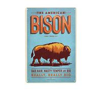 Homeoanimal Retro Style Humorous Bison Tin Sign Vintage Plaque Metal Poster Wall Decor for Home Kitchen Garage Bar Pub Art Decor Wall Poster Gift 8X12 Inches