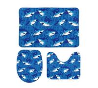 Homeoanimal Shark Bath Mat Set, Bathroom Rugs Sets 3 Pieces, Toilet Mats, Soft Comfortable, Non-Slip, Easier to Dry for Floor Mats 40 x 60 cm