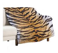 Homeoanimal Tiger Skin Print Throw Blanket 100 x 130 cm, Lightweight Flannel Blanket, Cozy Microfiber Blankets for Couch Sofa Bedroom Decorative
