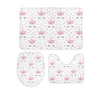 Homeoanimal Unicorn Faces Watercolor Bath Mat Set, Bathroom Rugs Sets 3 Pieces, Toilet Mats, Soft Comfortable, Non-Slip, Easier to Dry for Floor Mats 40 x 60 cm