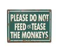 Homeoanimal Vintage Do Not Feed Monkeys Tin Metal Sign Wall Decor Fun Decoration for Home Kitchen Bar Room Garage Vintage Poster Plaque 6" x 8"