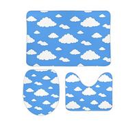 Homeoanimal White Cloud Bath Mat Set, Bathroom Rugs Sets 3 Pieces, Toilet Mats, Soft Comfortable, Non-Slip, Easier to Dry for Floor Mats 40 x 60 cm