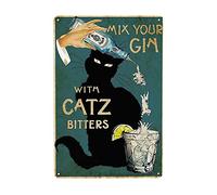Homeoanimal with Catz Bitters Tin Sign Vintage Plaque Metal Poster Wall Decor for Home Kitchen Garage Bar Pub Art Decor Wall Poster Gift 8" x 12"