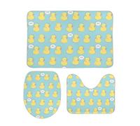 Homeoanimal Yellow Ducks Bath Mat Set, Bathroom Rugs Sets 3 Pieces, Toilet Mats, Soft Comfortable, Non-Slip, Easier to Dry for Floor Mats 40 x 60 cm