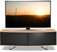Homeology Caru Gloss Black And Oak Beam-Thru Remote Friendly Super-Contemporary "d" Shape Design Up To 65" Led/oled/lcd Tv Cabinet