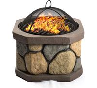 Homeology Fireology Bogota Bold Garden Fire Pit Brazier And Barbecue With Eco-Stone Finish