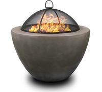 Homeology Fireology Diablo Dark Grey Contemporary Garden Fire Pit Brazier And Barbecue Fully Assembled