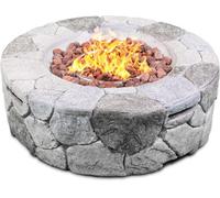Homeology Fireology Kaluya Grey Lavish Garden Outdoor Fire Pit With Eco-Stone Finish Fully Assembled