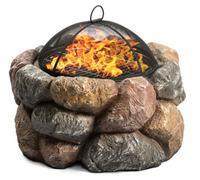 Homeology Fireology Seychelles Grand Garden Fire Pit Brazier And Barbecue With Eco-Stone Finish