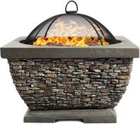 Homeology Fireology Tonteria Prestigious Garden Fire Pit Brazier And Barbecue With Eco-Stone Finish