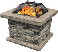 Homeology Fireology Vietri Majestic Garden Fire Pit Brazier And Barbecue With Eco-Stone Finish