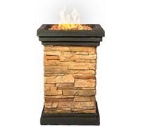 Homeology Makara Hand-Crafted Stone Fire Column Garden And Patio Fire Pit