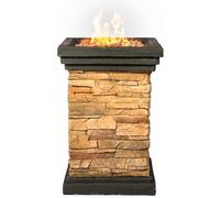 Homeology MAKARA Hand-crafted Stone Fire Column Garden and Patio Gas Fire Pit