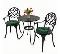 Homeology Prego Black Outdoor Garden Table And 2 Large Chairs With Armrests Cast Aluminium Bistro Set