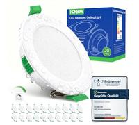 HOMEOW Pack of 20 Dimmable 5 W LED Recessed Spotlights, 68 mm-78 mm Cut, Warm White 2700 K, Neutral White, 4000 K, Cold White, 6000 K, Adjustable IP44 Bathroom Spotlight for Living Room, Kitchen
