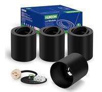 HOMEOW Set of 4 Black LED Ceiling Spotlights with GU10 Socket, Aluminium Ceiling Spotlight, Diameter 80 x 85 mm, for GU10 and LED Modules, Round