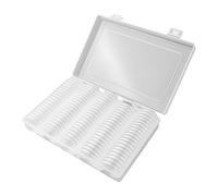 Homeponnew 100-Piece Set of Round Plastic Coin Holder Cases, 17/20/25/27/30 mm, with Storage Box for Coin Collecting, Tokens and Badges