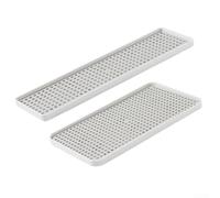 Homeponnew 2 for Pack Plastic Drain Tray Drying Rack Double Layer Dish Drainer for Kitchen Sink - White PP Utensil Holder Long 38cm(Long&Square)