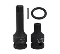 Homeponnew 2PCS M14 Brake Cylinder Screw Removal Tool Set - Black Steel for Socket Bit for Brake Caliper Repair, Compatible with for Passat B7, Magotan & Sagitar, 45mm/80mm short + long