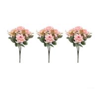 Homeponnew Artificial Roses Silk Flower Stems 32cm, Versatile Color Options in Pink White Red, for Home Decoration Wedding Bouquets Photography Props(Pink)