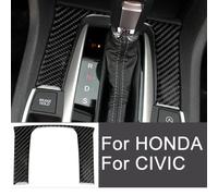 Homeponnew Carbon Fiber Gear Shift Panel Decor Trim Cover for Civic 2016-2020 - Black Interior Accessory with Epoxy-Coated Finish and Adhesive Backing