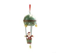 Homeponnew Christmas Hot Air Balloon Ornaments Iron Pendant Decorations with Jingle Bells 15.5x6cm Holiday Tree Hanging Decor Home Garden Festive Display Green White Red(Green)