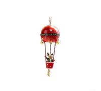 Homeponnew Christmas Hot Air Balloon Ornaments Iron Pendant Decorations with Jingle Bells 15.5x6cm Holiday Tree Hanging Decor Home Garden Festive Display Green White Red(Red)