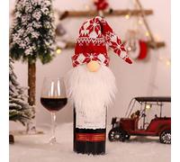 Homeponnew Christmas Wine Bottle Sweater Cover with Tall Felt Hat and Plush Beard, Thick Flannel Fabric for Champagne or Red Wine Bottles, Festive