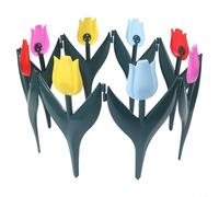 Homeponnew Decorative Garden Border Fence 20 Pieces Tulip Design Plastic Edging Panels Interlocking Stakes Outdoor Landscape Border for Flower Beds Walkways Pool Areas Blue Yellow Red Pink
