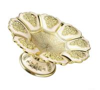 Homeponnew Decorative Silver Fruit Bowl Pedestal Metal Tray | Silver option, scalloped rim design, holds fruits snacks, for durable metal, wedding banquet decor(Gold)