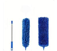 Homeponnew Extendable Feather Microfiber Duster with Telescopic Handle for High Ceilings, Fans, Blinds and Hard-to-Reach Areas, Washable and Reusable, 3-Piece Set
