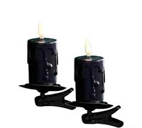 Homeponnew Flameless Clip-On Christmas Tree Candle Lights Featuring 3D Flickering Flame Look for Holiday and Party Decoration(Black)