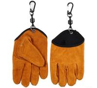 Homeponnew Heat Resistant Work Gloves with Magnetic Attachment, Cowhide Leather 200°C Protection for Outdoor Cooking, Grilling & Camping(Khaki)
