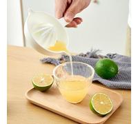 Homeponnew Japanese Style Manual Citrus Juicer with Twisted Tip Deep Rim for Seed-Free Juice, PP Material, White, 14.2 x 10.3 x 2.7 cm