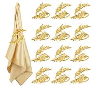 Homeponnew Metal Napkin Rings for Weddings and Events, Gold and Silver Grain Sheaf Design, Pack of 12 (Gold)